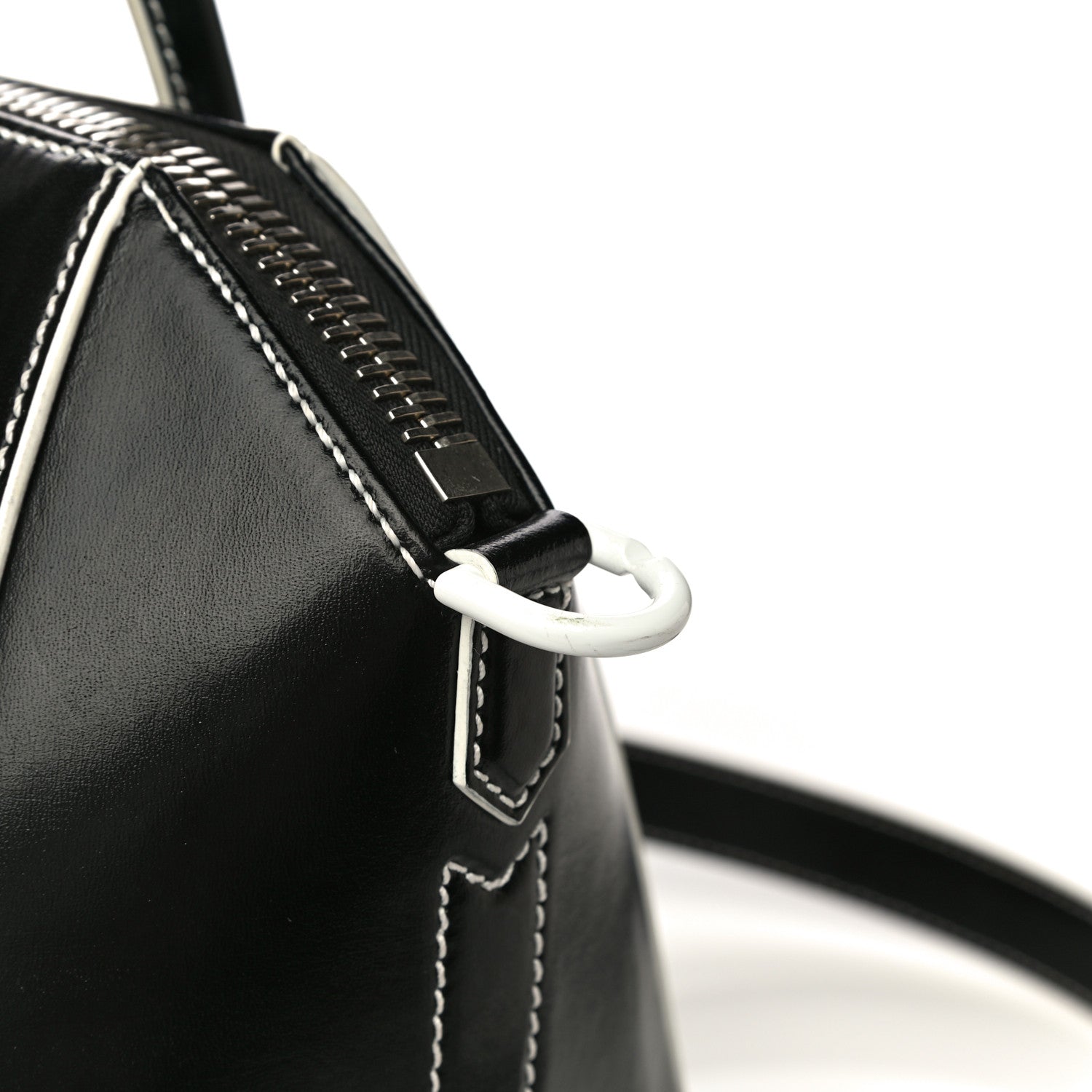 Givenchy Calfskin Contrast Topstitch Small Antigona Black White 10 of 14