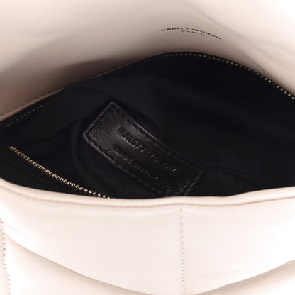 Saint Laurent Lambskin Quilted Small Loulou Puffer Monogram Chain Satchel Blanc Vintage 9 of 11