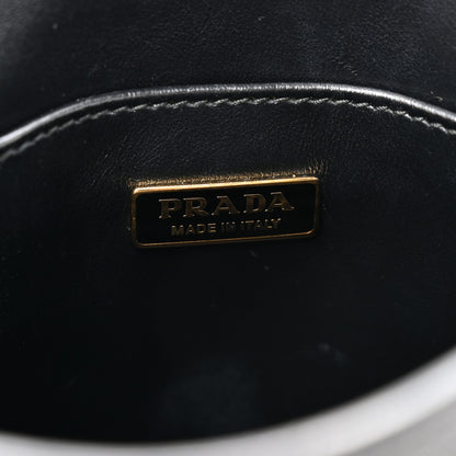 Prada Saffiano Lux Triangle Logo Embossed Small Double Handle Crossbody Tote Black 6 of 11
