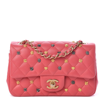 Chanel Lambskin Quilted Studded Mini Rectangular Flap Pink 1 of 10