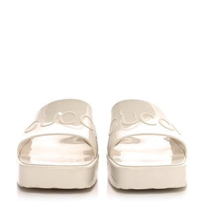 Gucci Rubber Gucci Logo Womens Platform 20/60mm Slide Sandals 37 Mystic White 3 of 9