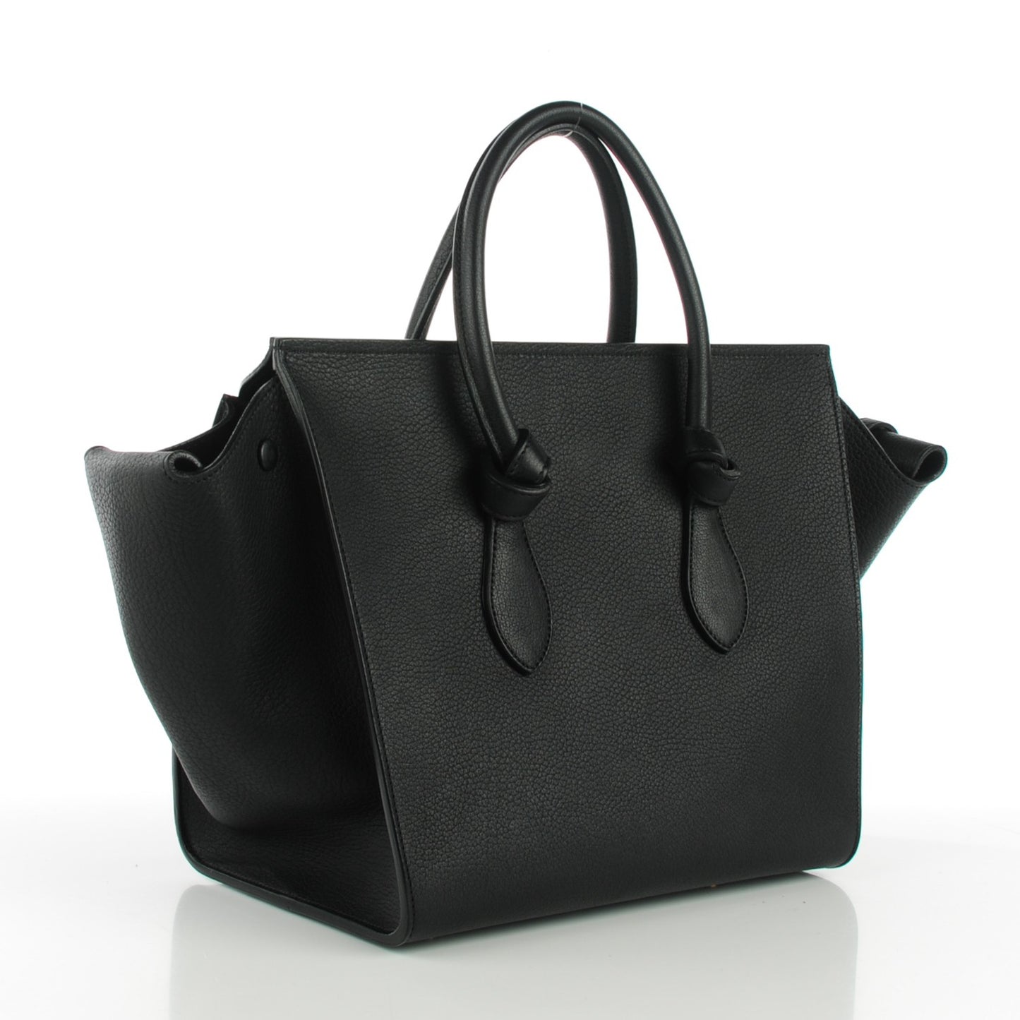 Crisped Calfskin Small Tie Knot Tote Black