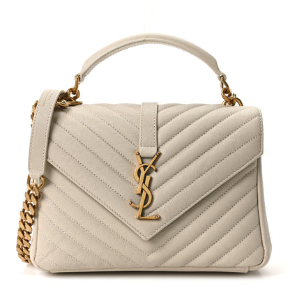 Saint Laurent Sheepskin Matelasse Chevron Monogram Medium College Bag Crema Soft 1 of 9