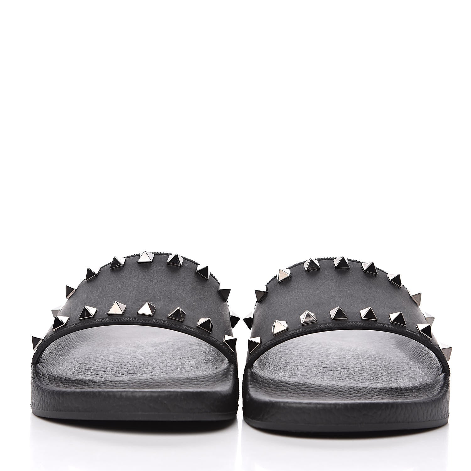 Valentino Garavani Rubber Rockstud Slide Sandals 39 Black 2 of 8