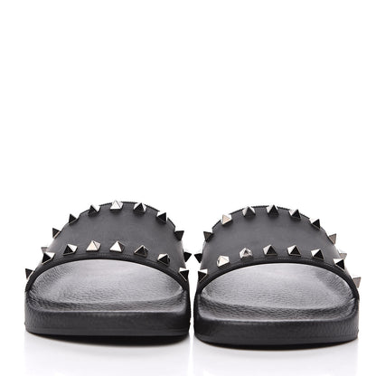 Valentino Garavani Rubber Rockstud Slide Sandals 39 Black 2 of 8