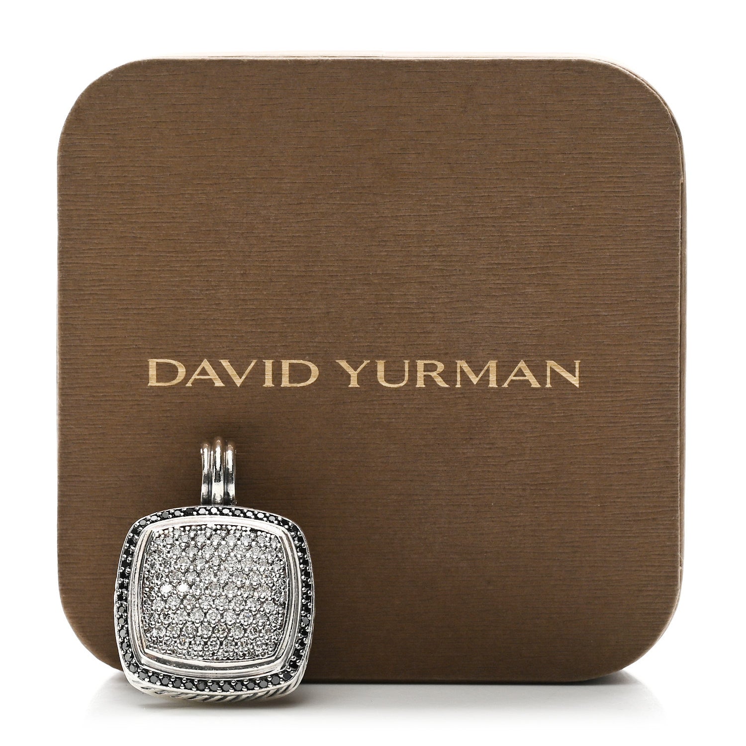 David Yurman Sterling Silver Black Diamond 18mm Albion Enhancer Pendant 5 of 5