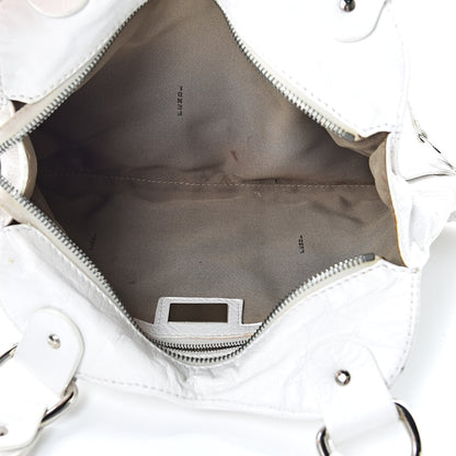 Fendi Laminated Calfskin Small Devil Trapezio Tote White 5 of 15