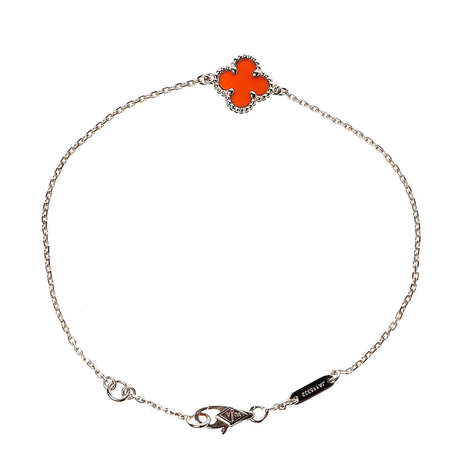 Van Cleef & Arpels 18K Rose Gold Carnelian Sweet Alhambra Bracelet 2 of 3