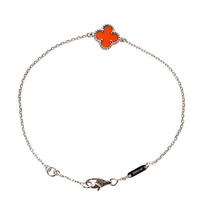 Van Cleef & Arpels 18K Rose Gold Carnelian Sweet Alhambra Bracelet 2 of 3