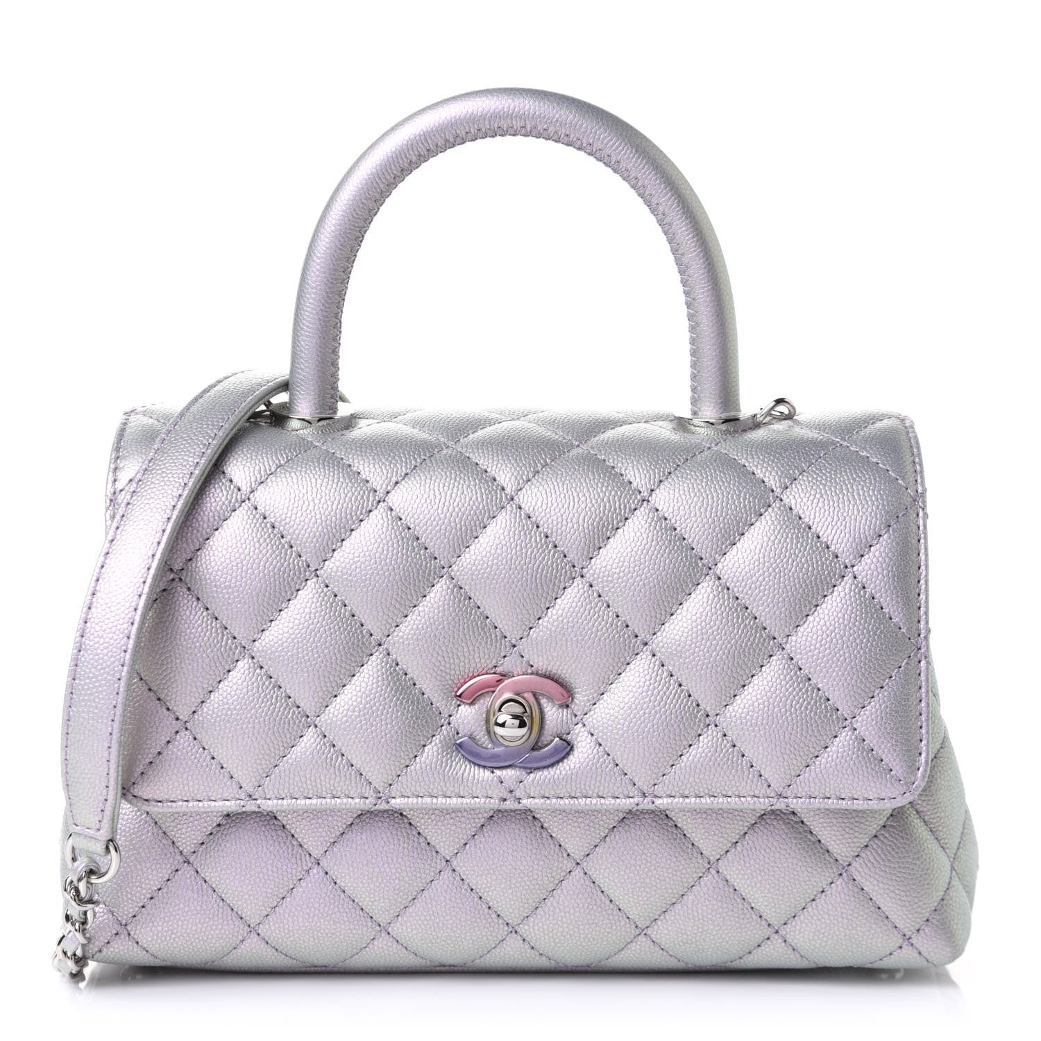 Chanel Iridescent Caviar Quilted Mini Coco Handle Flap Purple 1 of 10