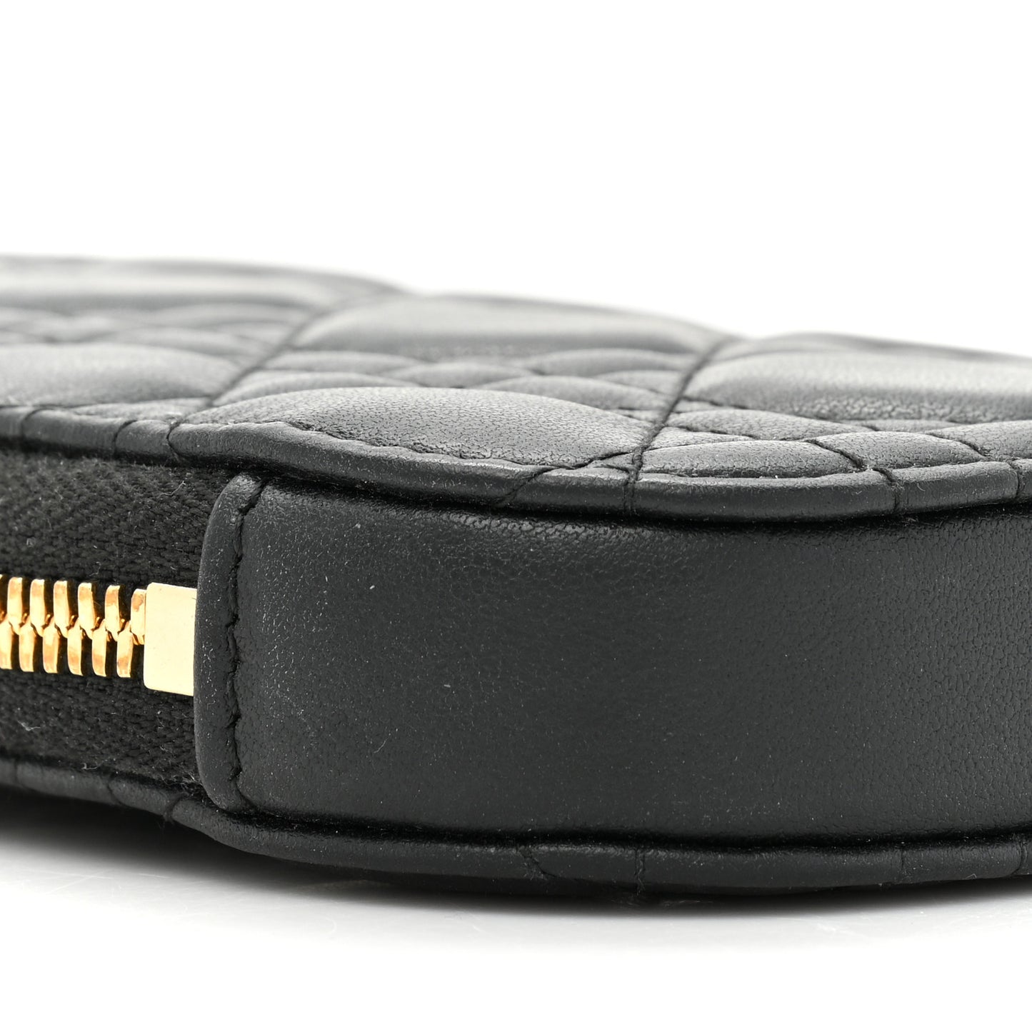 Lambskin Cannage Lady Dior Phone Holder Black