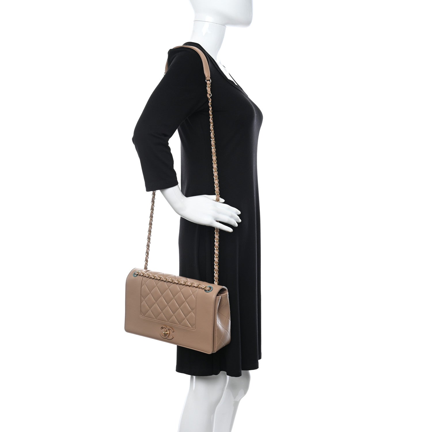 Chanel Sheepskin Quilted Vintage Mademoiselle Flap Beige 2 of 10