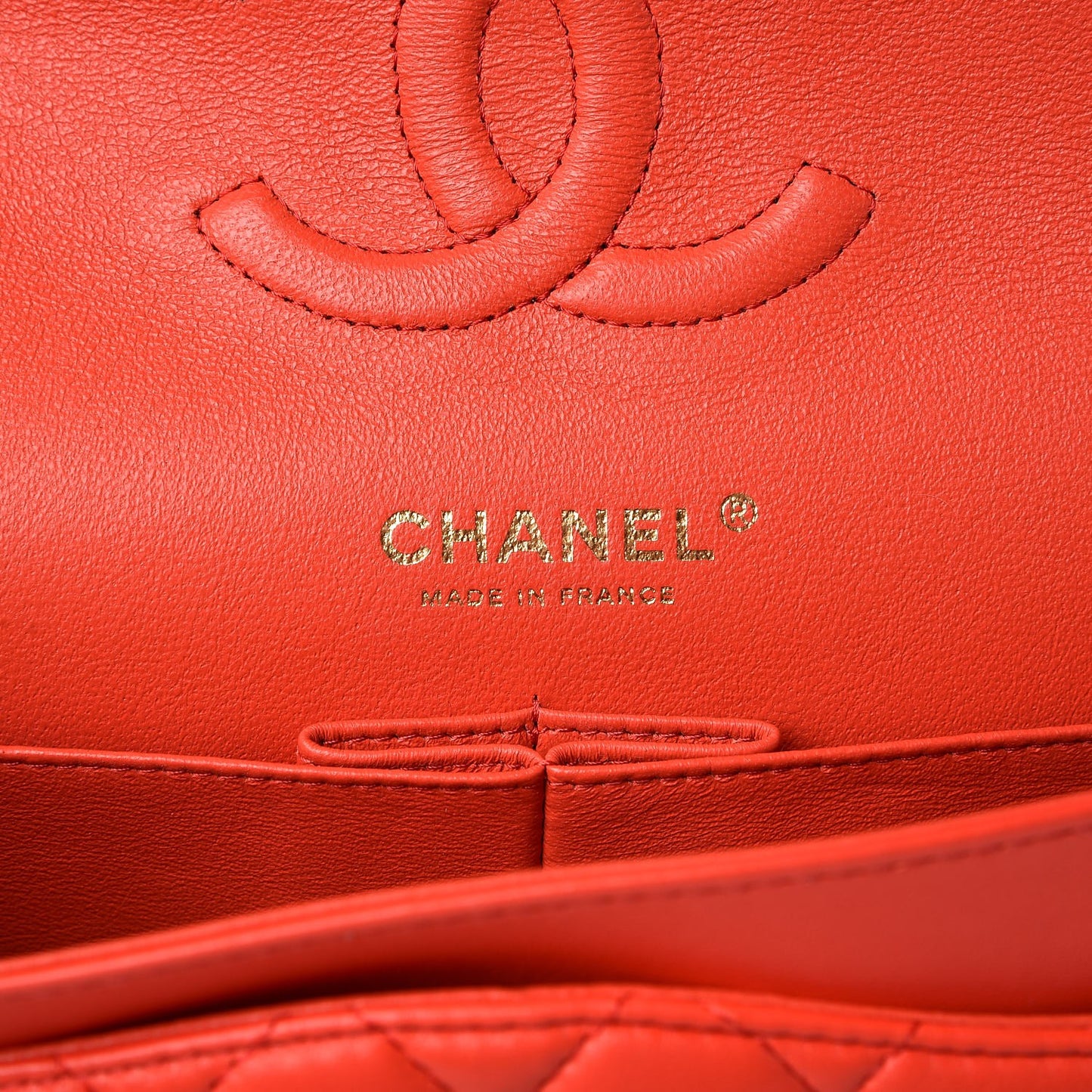 Lambskin Quilted Medium Double Flap Red