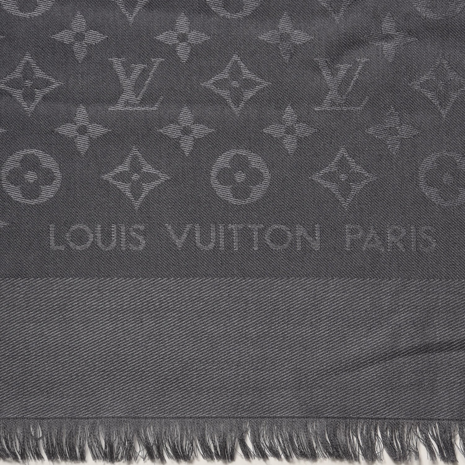 Louis Vuitton Wool Silk Monogram Shawl Anthracite 3 of 3
