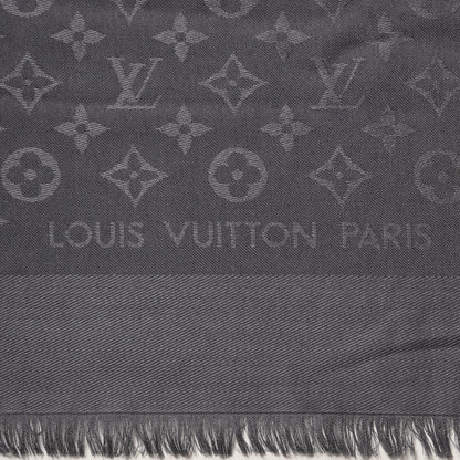 Louis Vuitton Wool Silk Monogram Shawl Anthracite 3 of 3