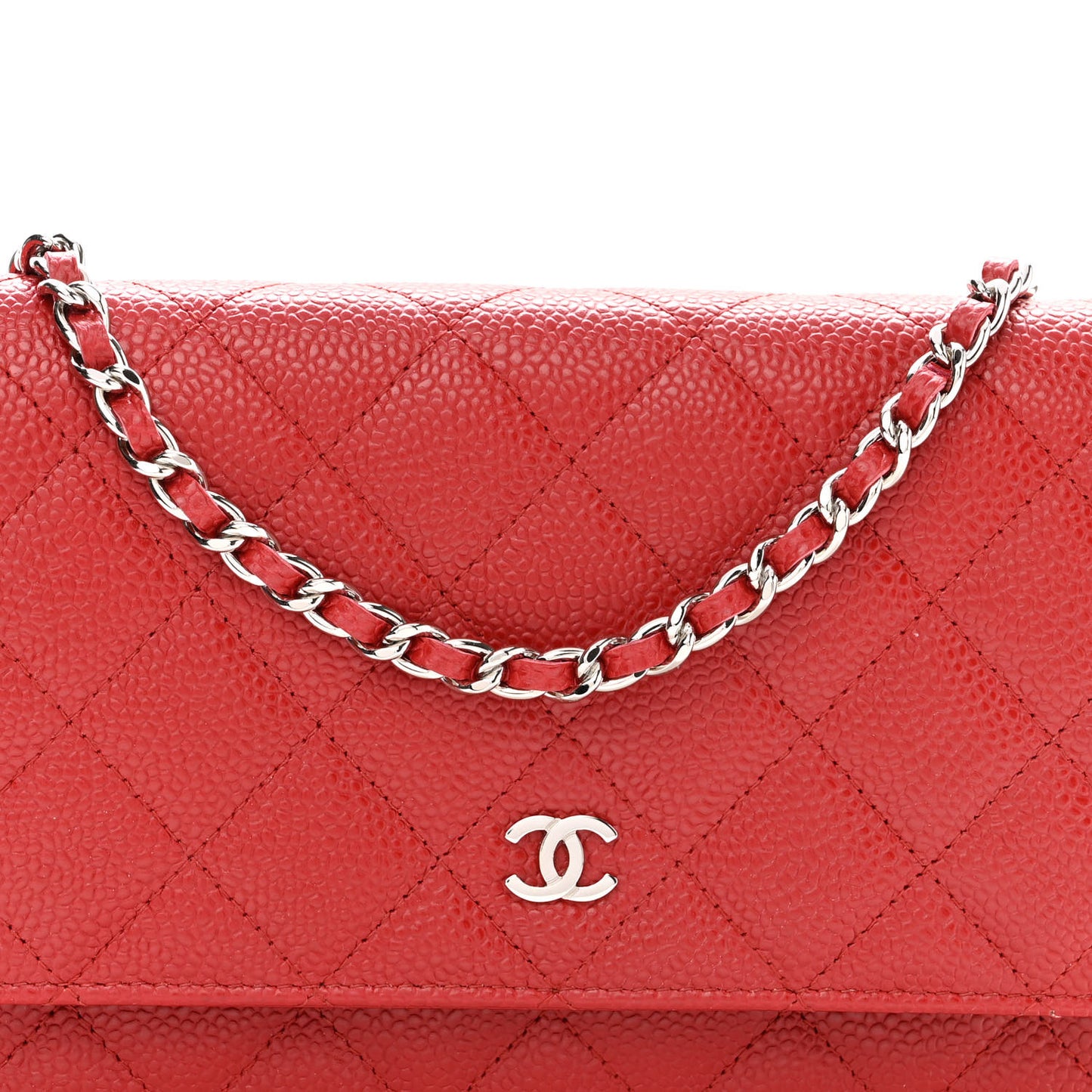 Caviar Quilted Wallet On Chain WOC Red
