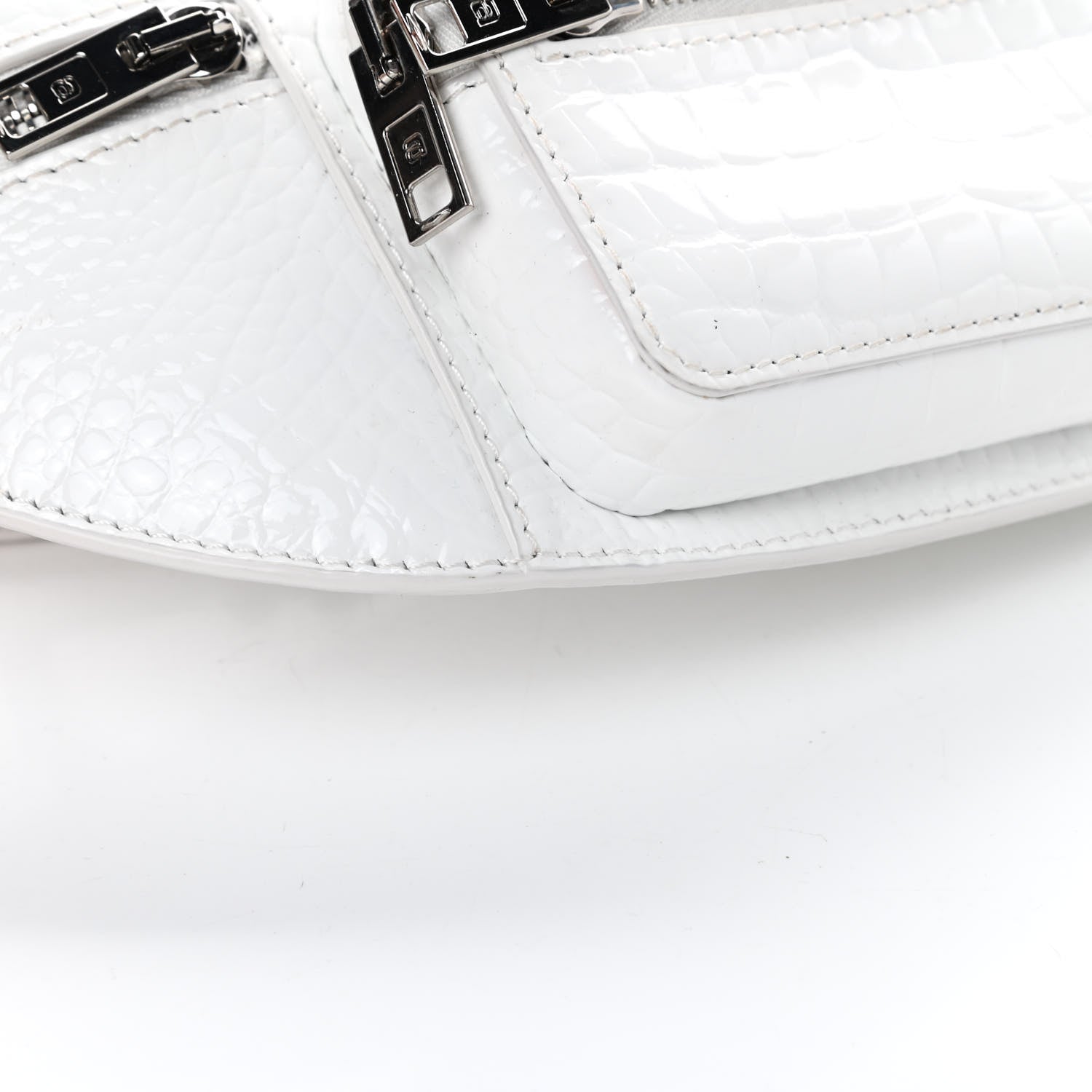 Alexander Wang Crocodile Embossed Patent Mini Top Handle Attica Belt Bag White 10 of 14