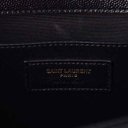 Saint Laurent Grain De Poudre Matelasse Chevron Medium Monogram Satchel Black 10 of 11