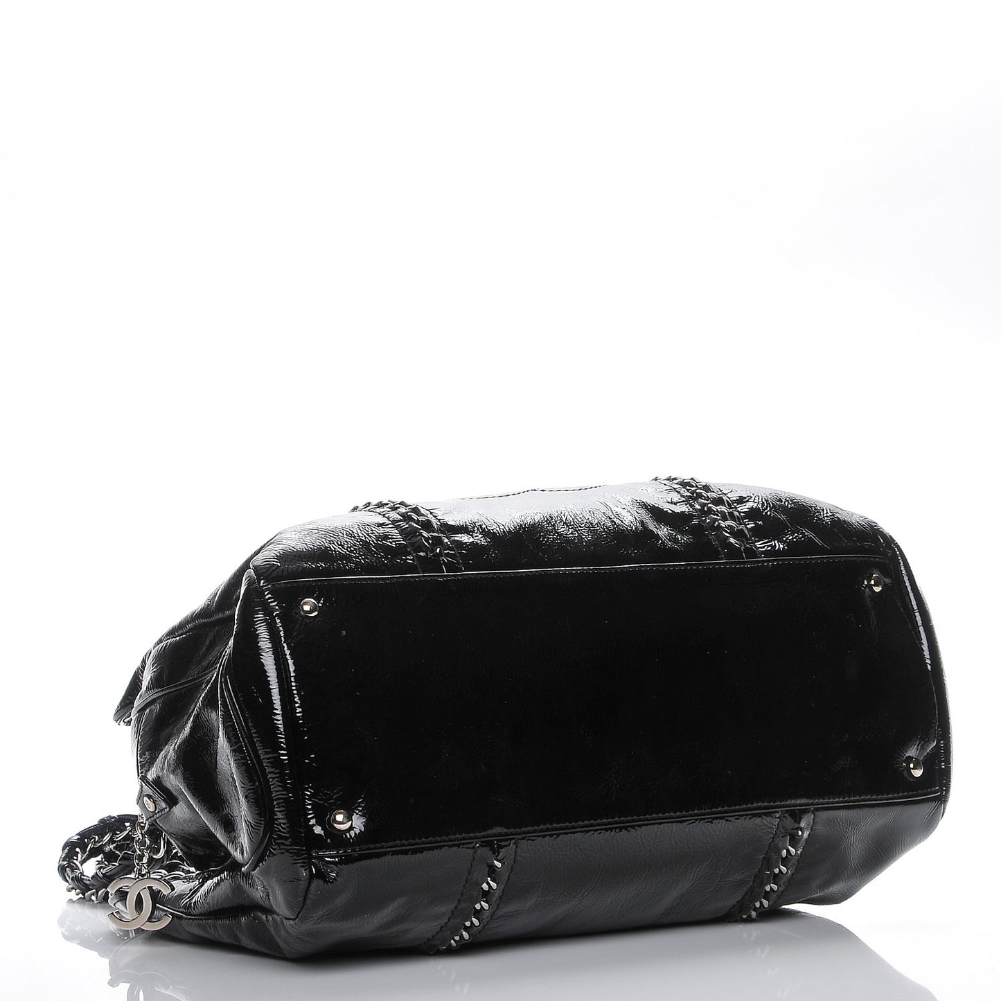 Patent Calfskin Large Luxe Ligne Tote Black