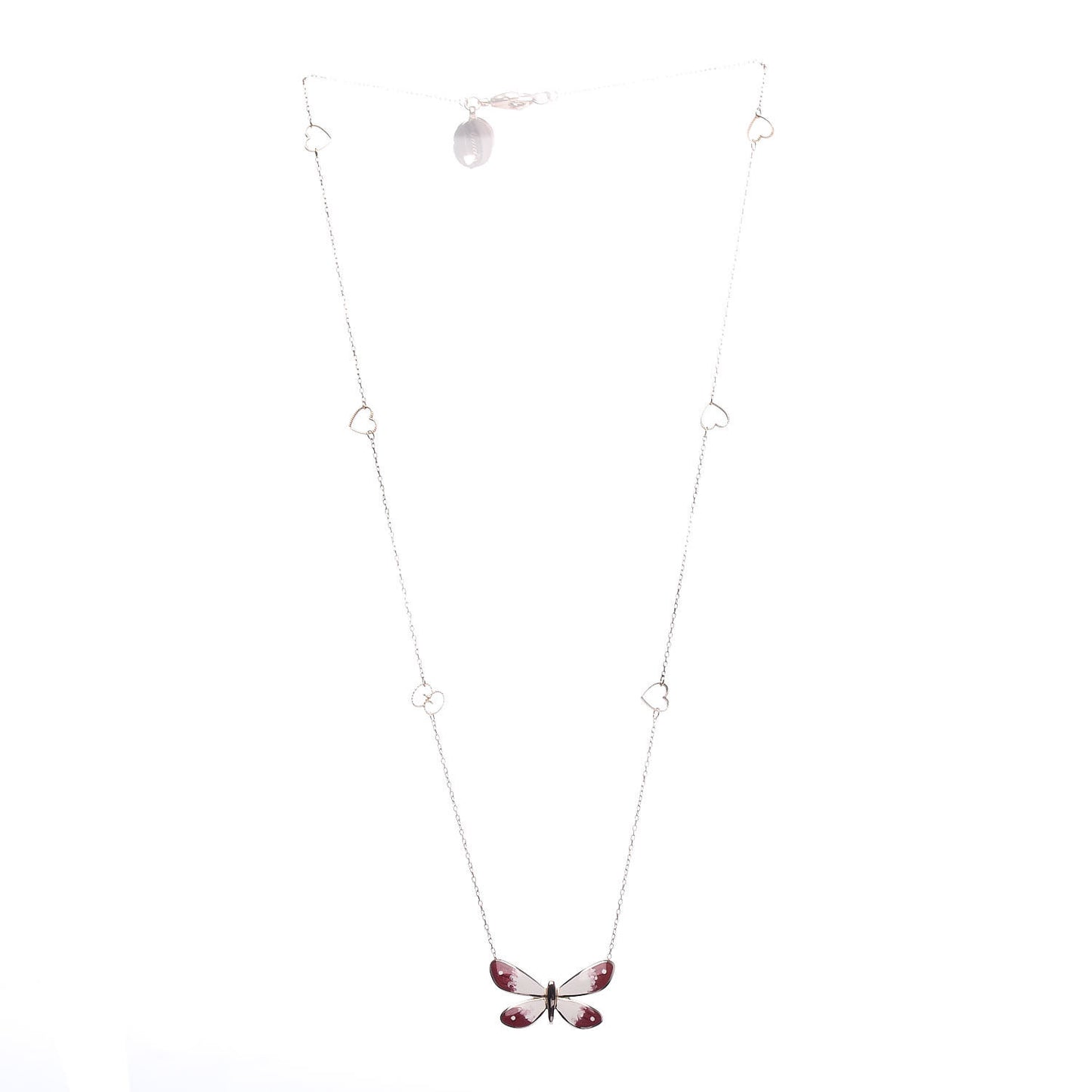 18K Rose Gold Enamel Flora Butterfly Pendant Necklace