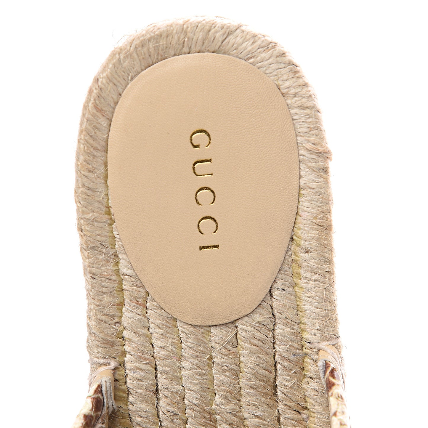 Straw Elaphe Matelasse GG Marmont Espadrille Slippers 38.5 Natural Cream Brown