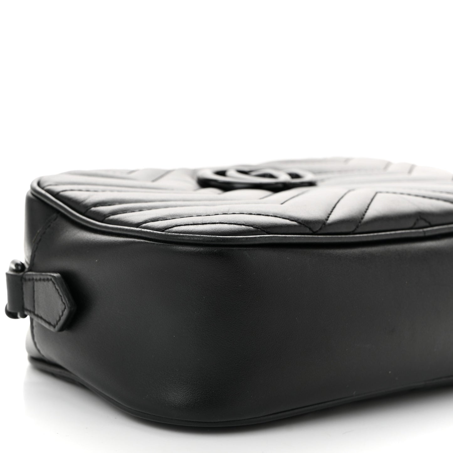 Calfskin Matelasse Monochrome Small GG Marmont Chain Shoulder Bag Black