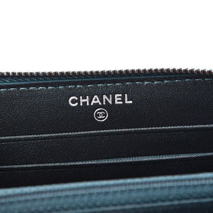 Chanel Iridescent Caviar Quilted Medium Filigree Zip Around Wallet Dark Turquoise 6 of 9