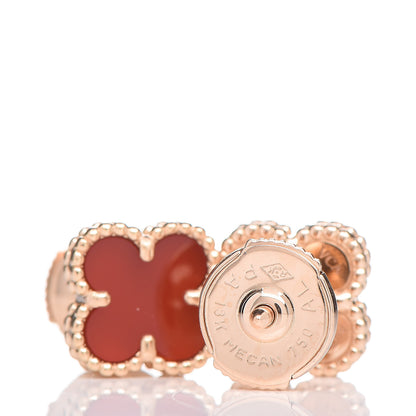 Van Cleef & Arpels 18K Rose Gold Carnelian Sweet Alhambra Earrings 3 of 6