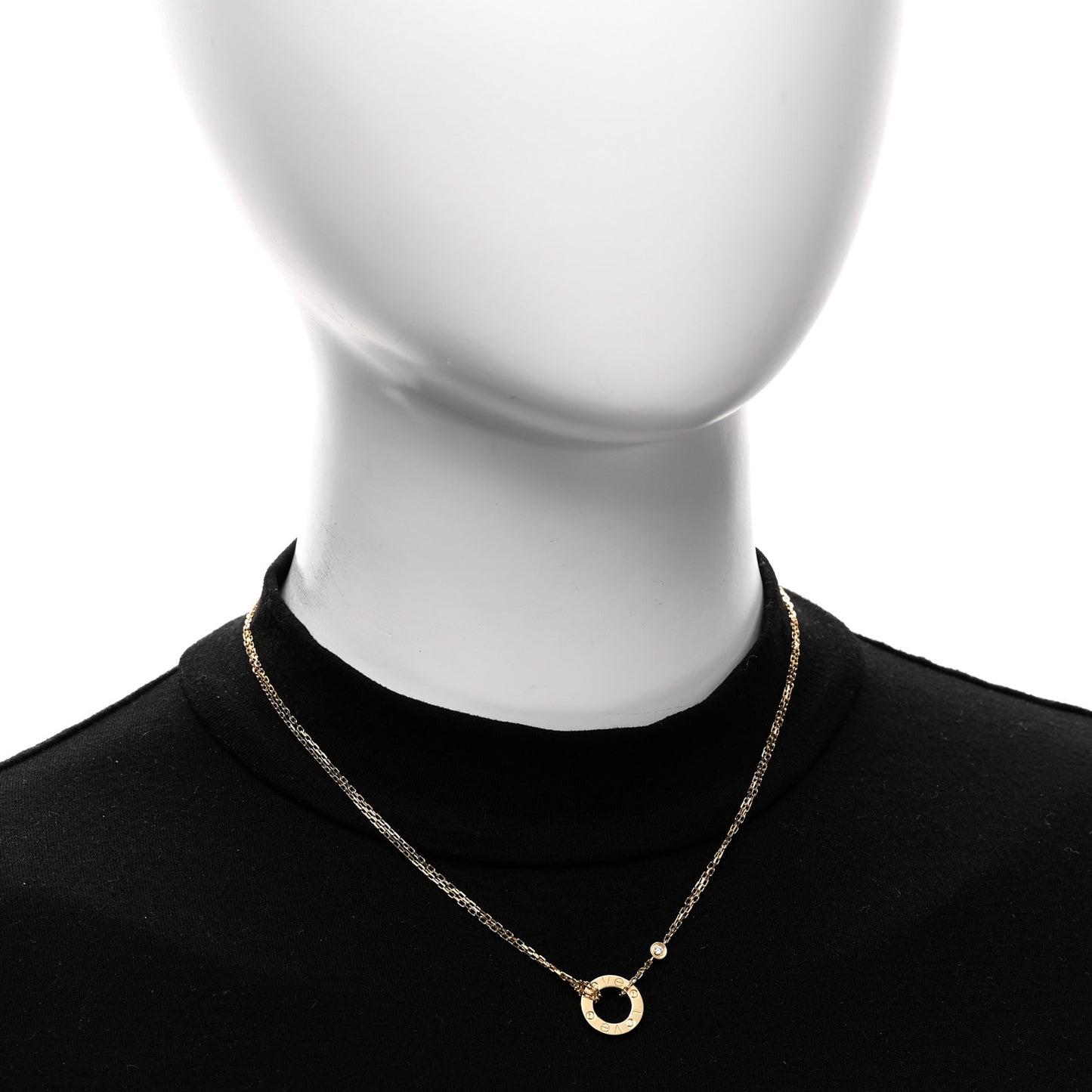 18K Yellow Gold 2 Diamond LOVE Necklace