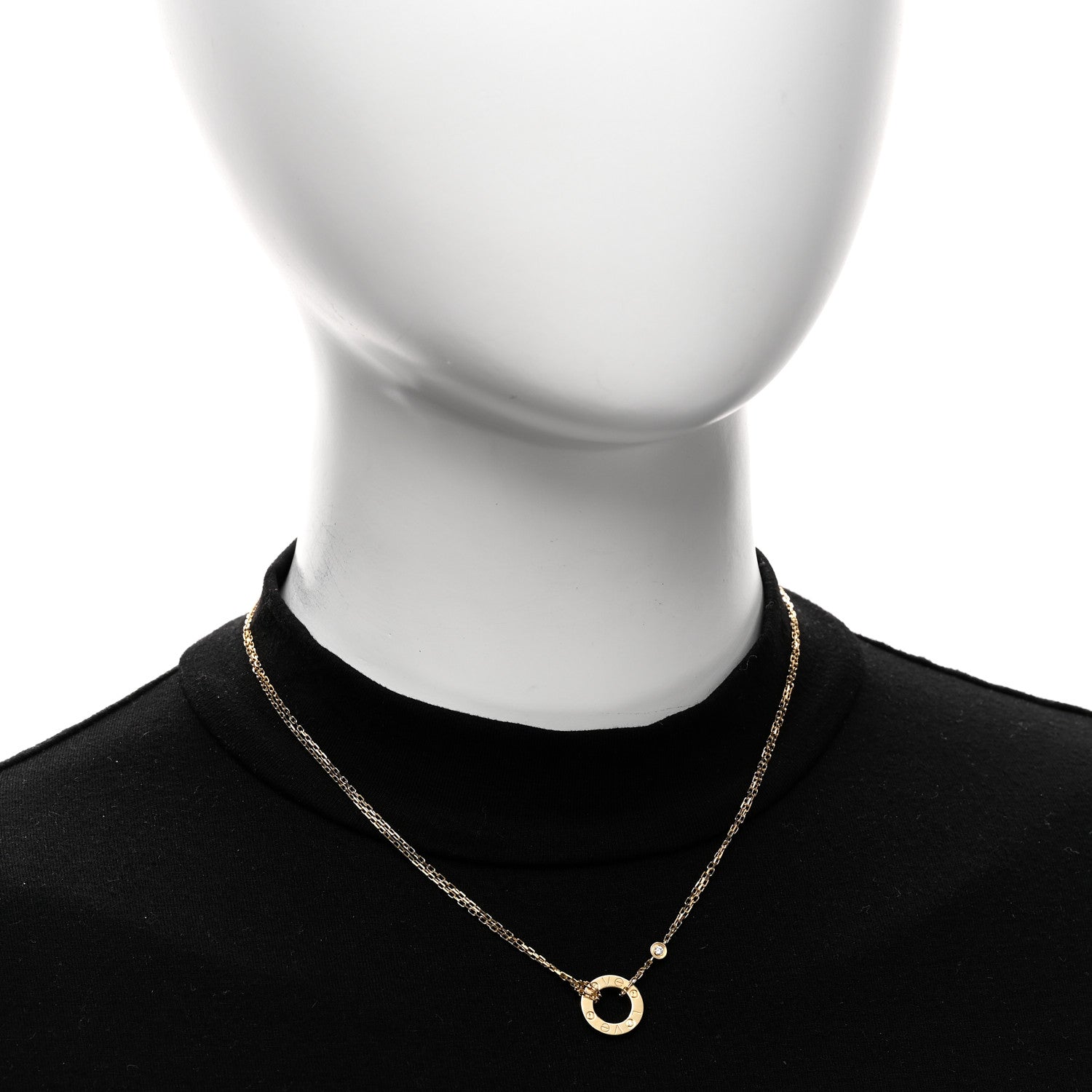 Cartier 18K Yellow Gold 2 Diamond LOVE Necklace 2 of 5