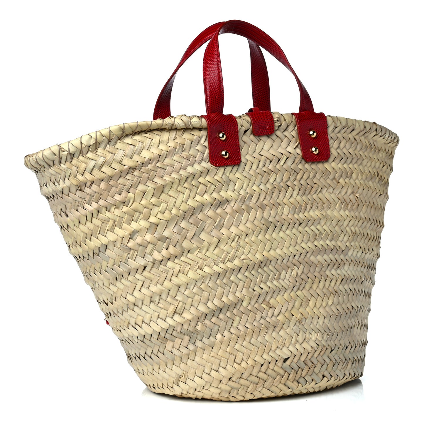 Woven Raffia Lizard Kendra Logo Tote Red Multicolor