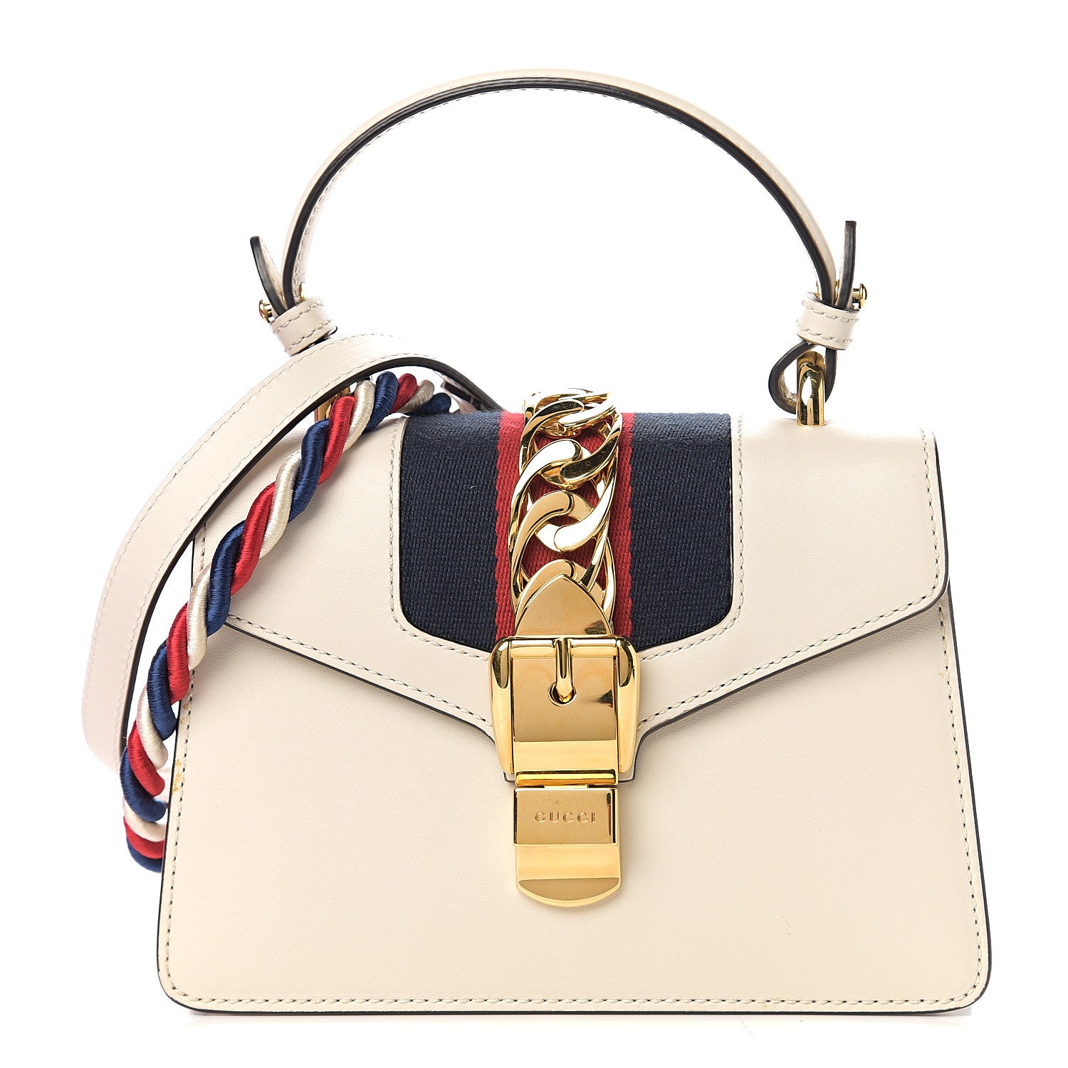 Gucci Calfskin Mini Sylvie Top Handle Bag White 1 of 12