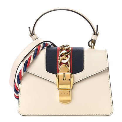 Gucci Calfskin Mini Sylvie Top Handle Bag White 1 of 12