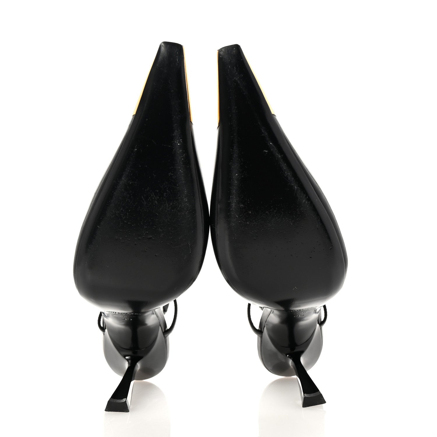 Saint Laurent Smooth Calfskin Jeanne 110 Slingback Pumps 39 Black Gold 6 of 10