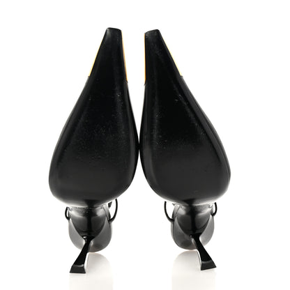 Saint Laurent Smooth Calfskin Jeanne 110 Slingback Pumps 39 Black Gold 6 of 10