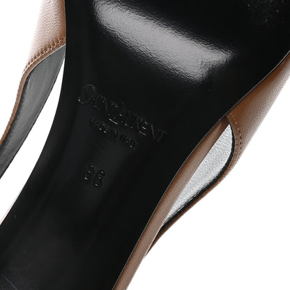 Saint Laurent Nappa Babylone Breteuil Slingback Pumps 36 Macadamia 7 of 8