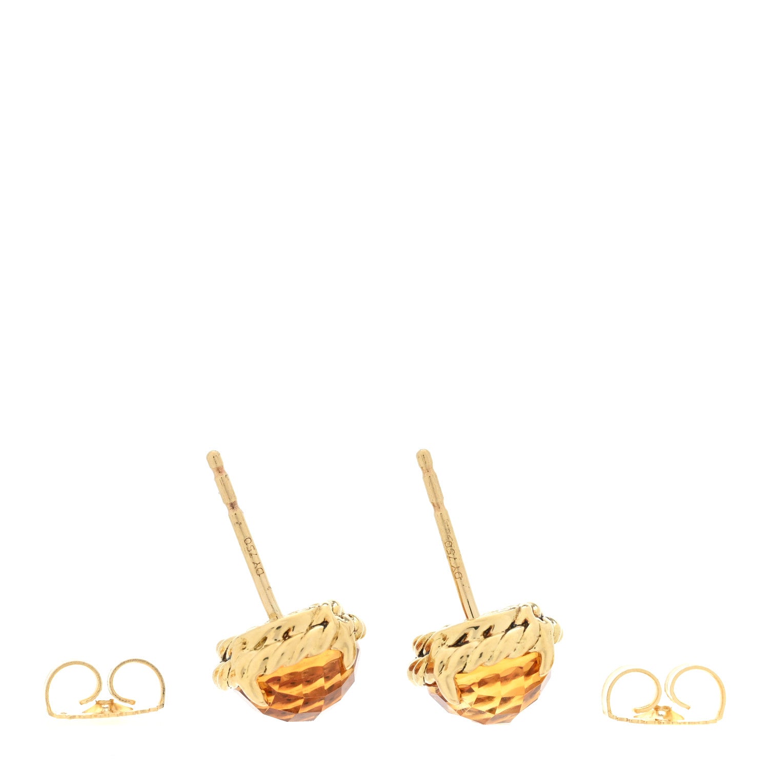 David Yurman 18K Yellow Gold Citrine 8mm Chatelaine Earrings 3 of 4