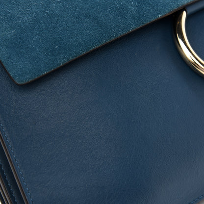 Chloe Suede Calfskin Medium Faye Shoulder Bag Majolica Blue 11 of 11