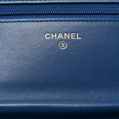 Chanel Caviar Quilted CC Filigree Wallet On Chain WOC Blue 6 of 12