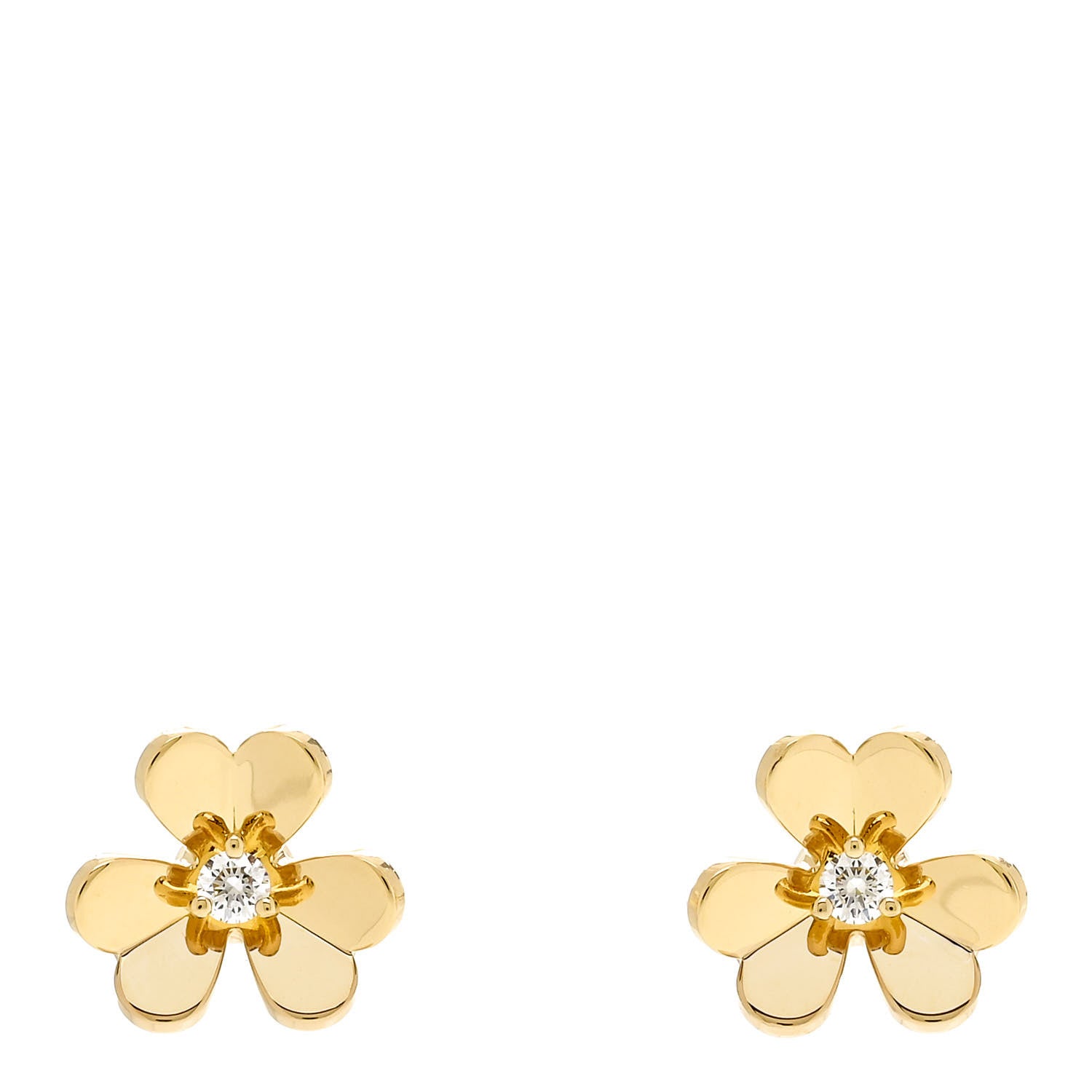 Van Cleef & Arpels 18K Yellow Gold Diamond Mini Frivole Earrings 1 of 5
