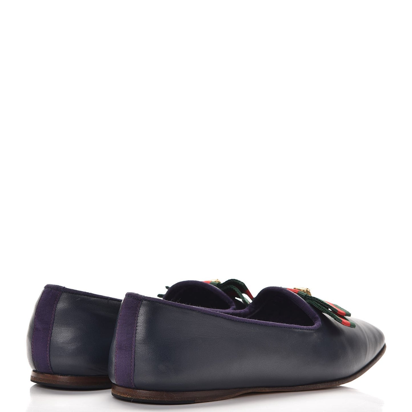 Calfskin Grosgrain Gallipolli Bow Loafers 38 Navy