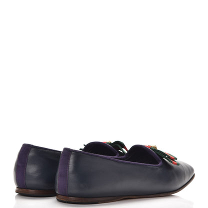 Gucci Calfskin Grosgrain Gallipolli Bow Loafers 38 Navy 4 of 18
