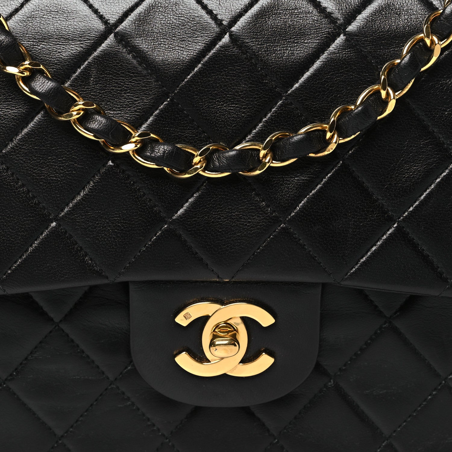 Chanel Lambskin Quilted Medium Double Flap Black 14 of 19