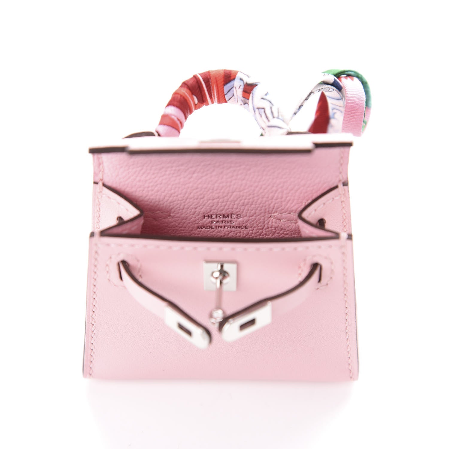 Hermes Tadelakt Mini Kelly Twilly Bag Charm Rose Sakura 8 of 11