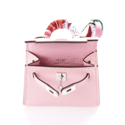 Hermes Tadelakt Mini Kelly Twilly Bag Charm Rose Sakura 8 of 11