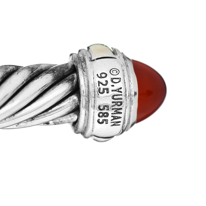 David Yurman Sterling Silver 14K Yellow Gold Carnelian 7mm Cable Classics Bracelet 4 of 4