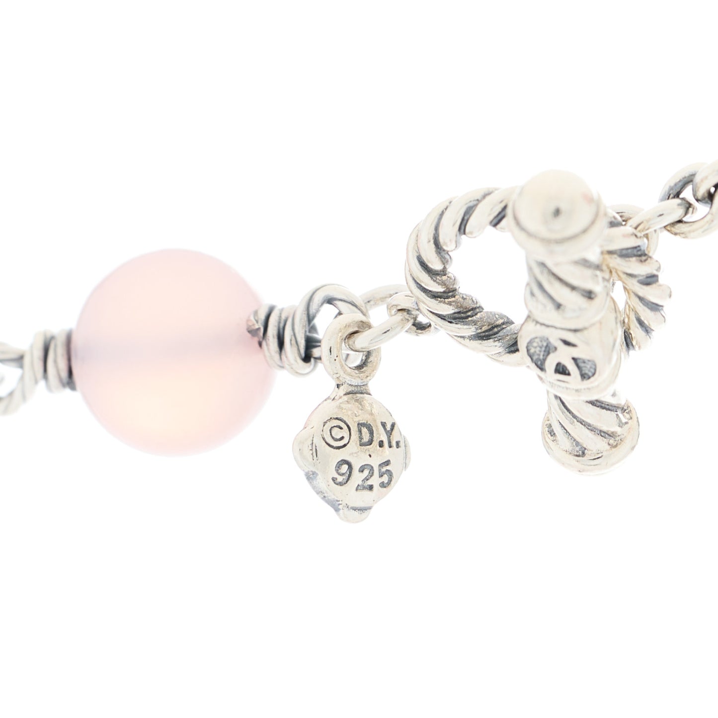Sterling Silver Rose Quartz Long Bead Necklace 40"