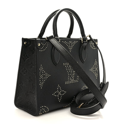 Louis Vuitton Grained Calfskin Studded Monogram Giant Onthego PM Black 3 of 9