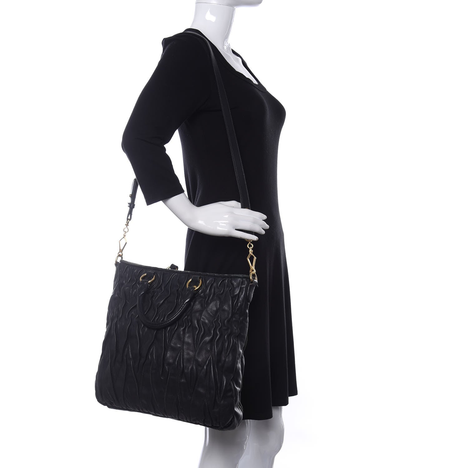 Miu Miu Nappa Matelasse Tote Black 2 of 23