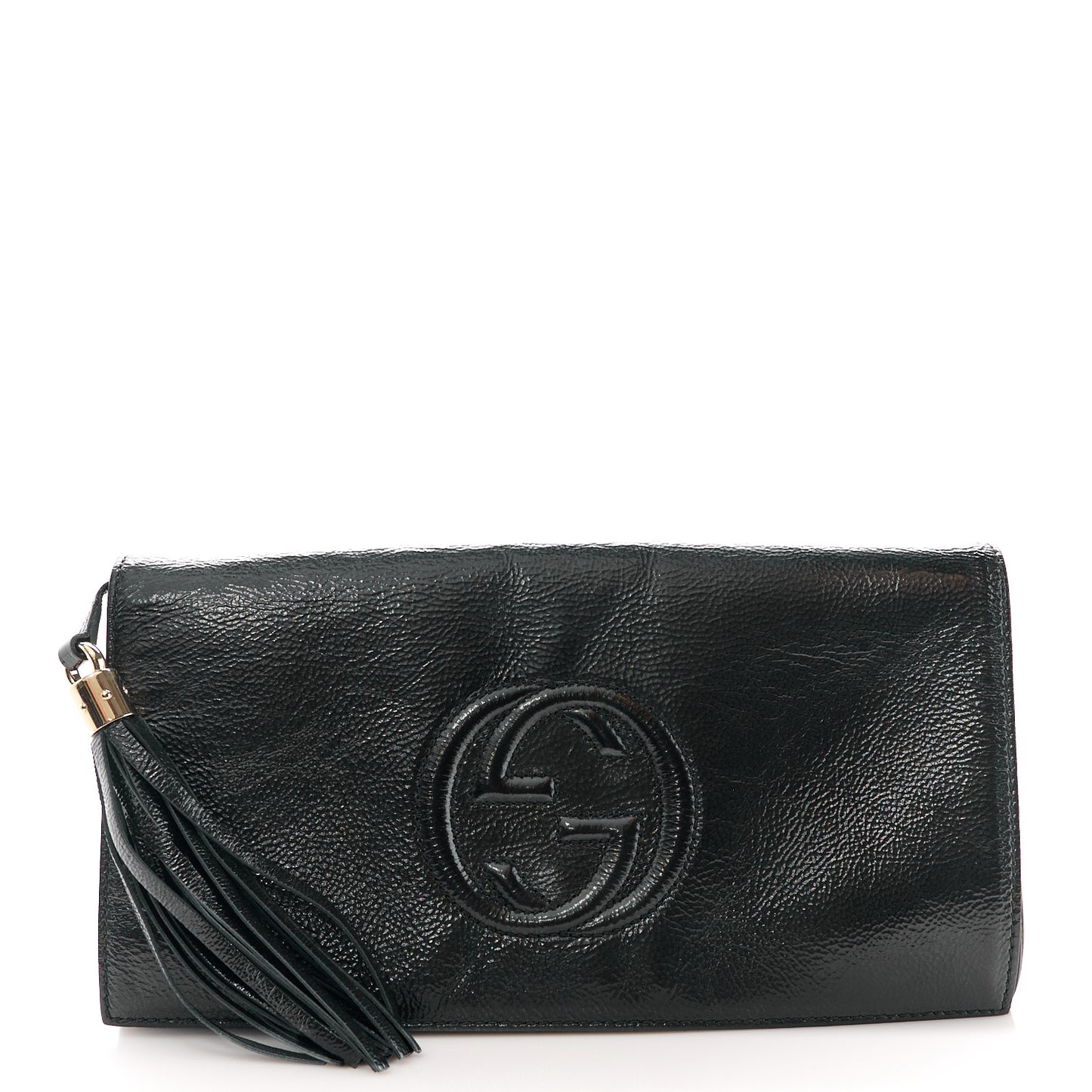 Soft Patent Medium Soho Clutch Black